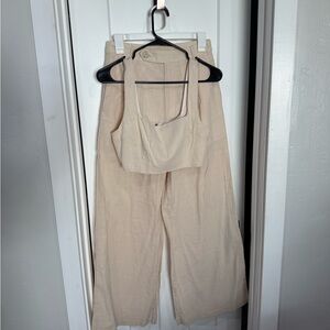 SHEIN Cream Wide Leg Pants & Jumpsuit Set